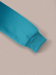 SHEIN LUNE 女款漸層圓領長袖運動衫 - 水鴨藍 - 查看 4