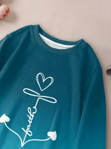 SHEIN LUNE 女款漸層圓領長袖運動衫 - 水鴨藍 - 查看 3