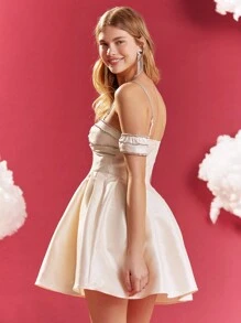 Enchnt Ladies' Ruched Rhinestone Embellished Dress