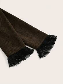 ROMWE PUNK Contrast Lace Flare Sleeve Jacket - Brown - View 4