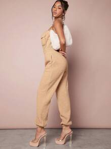 SHEIN Unity Jumpsuit met klepzak, teddybuis, ritssluiting en schuine zakken