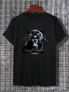 Manfinity Homme 男款印花短袖 T 卹 - 黑色 - 查看 3