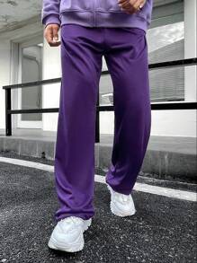 Manfinity Hypemode Loose-Fit Men's Drawstring Waist Slant Pocket Sweatpants - Purple - View 6