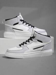 大码男士休闲高帮运动鞋、滑板鞋 - 灰色 - 查看 3