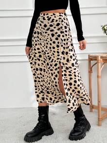 EURMUSE Women'S Full-Printed High-Slit Skirt - Multicolor - View 4