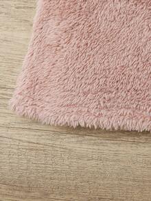 SHEIN Baby Girls' Casual Cat Embroidery Hooded Dress With Thermal Lined - Pink - View 5