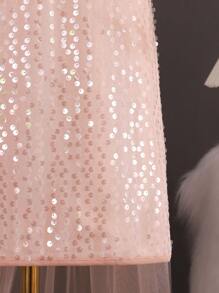 Little Girls' Net Yarn And Sequin Decorated Dress With Bowknot, For Formal Events - Pink - View 7