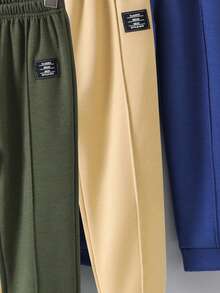 SHEIN 男童簡約舒適街頭休閒 3 件/套運動褲 - 彩色 - 查看 5