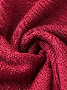 SHEIN Frenchy 純色雙口袋毛線背心 - 酒紅色 - 查看 3