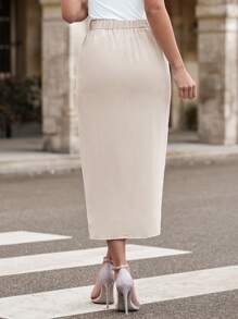 SHEIN Clasi 女式百褶裹身裙 - 杏色 - 查看 2