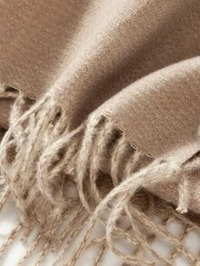 MOTF PREMIUM 雙色毛邊圍巾,優雅時尚 - 杏色 - 查看 3