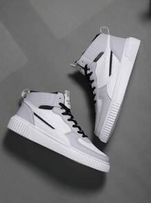 大码男士休闲高帮运动鞋、滑板鞋 - 灰色 - 查看 6