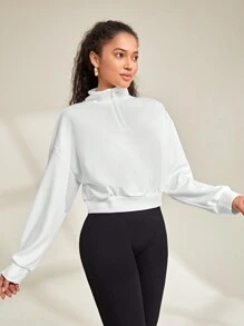 SHEIN Daily&Casual Của phụ nữ Giải trí Thể thao Áo nỉ - trắng - Xem 3