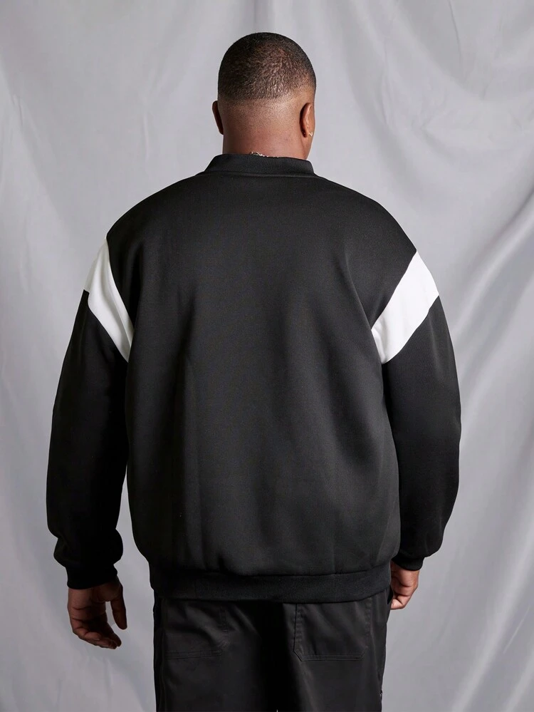 Men's Plus Size Button Up Baseball Jacket With Face Print