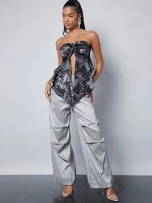 Hauture 龙纹印花扭纹前开衩下摆时尚抹胸 - 彩色 - 查看 3