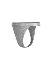 Braguitas De Tanga De Canalé Con Detalle De Letras Y Cinta Jacquard Para Mujer - Gris - Ver 4