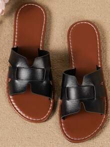 韩版休闲平底凉鞋，夏季露趾拖鞋，秋季新款编织罗马风沙滩鞋，夏季女士时尚搭配裙装去海滩，波西米亚风度假平底凉鞋，易穿沙滩拖鞋 - 黑色 - 查看 3