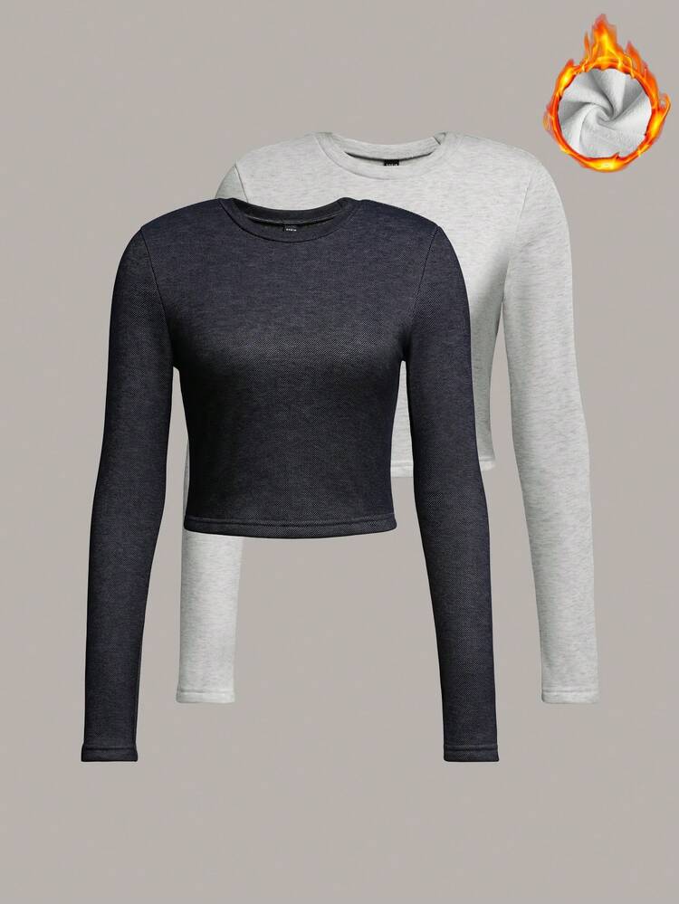 2pcs Thermal Lined Long Sleeve Thermal T-Shirt