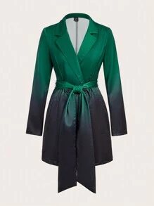 SHEIN Privé Ombre Lapel Neck Belted Blazer Dress