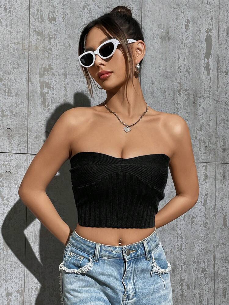 Women's Strapless Knitted Top