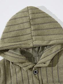 SHEIN 2 件套幼兒男童秋冬純色羅紋連帽 T 恤和褲子套裝 - 杏色 - 查看 7