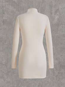 SHEIN EZwear 2入組女士立領針織肋紋長袖連衣裙 - 彩色 - 查看 6