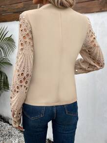 EMERY ROSE Manteau Ajouré En Dentelle De Couleur Unie