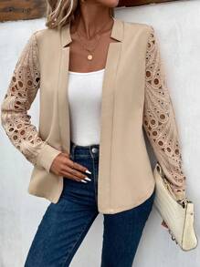 EMERY ROSE Manteau Ajouré En Dentelle De Couleur Unie