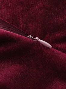 ROMWE PUNK Đầm Nút Tương phản ren Dây kéo màu trơn Buổi tiệc - Màu Đỏ Sâu - Xem 4