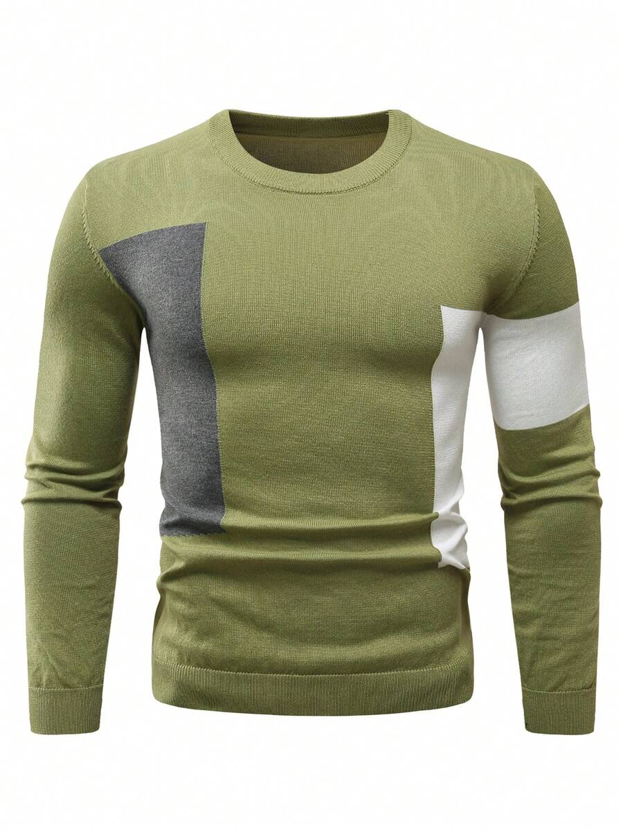 Manfinity Nam Khối màu Áo len - xanh quân đội - Xem 1