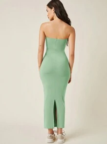 SHEIN BASICS Màu thuần Quây Đầm - Màu xanh Bạc hà - Xem 2