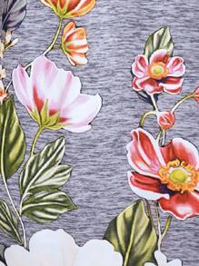 SHEIN LUNE 女款大尺碼花卉印花立領不對稱下擺 T 卹 - 彩色 - 查看 5