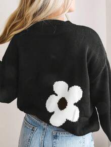 Mô hình hoa Thả vai Áo len - màu đen - Xem 2