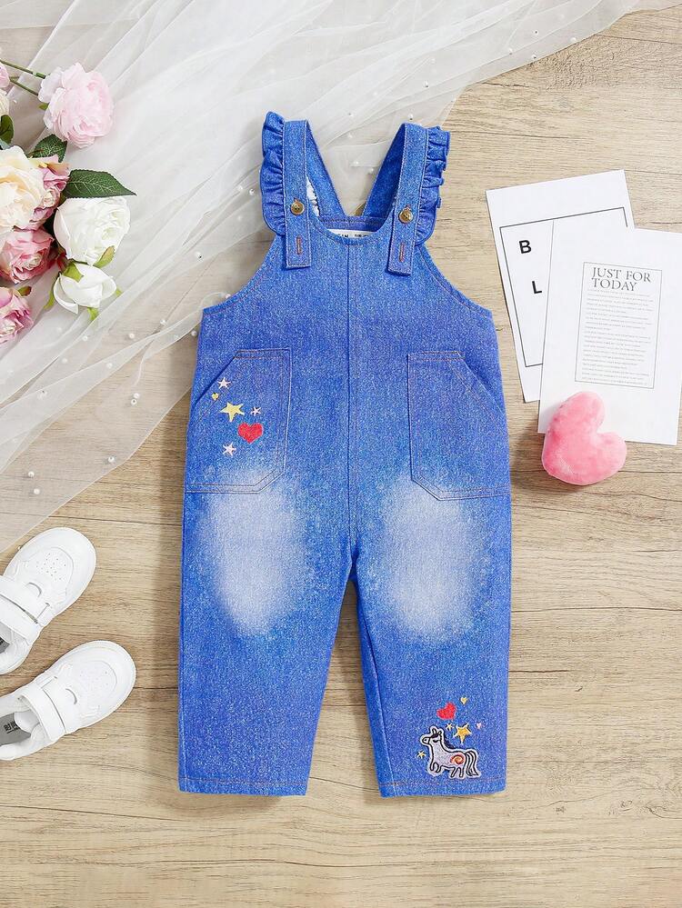 Baby Girl Casual Cute Pattern Overalls Jumpsuit