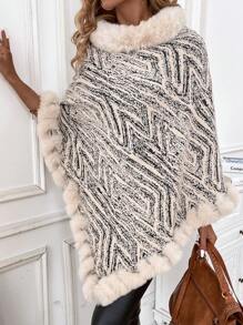 SHEIN LUNE 女士拼接毛衣 - 杏色 - 查看 6