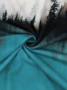 SHEIN LUNE Landscape Print Raglan Sleeve Sweatshirt - Multicolor - View 5