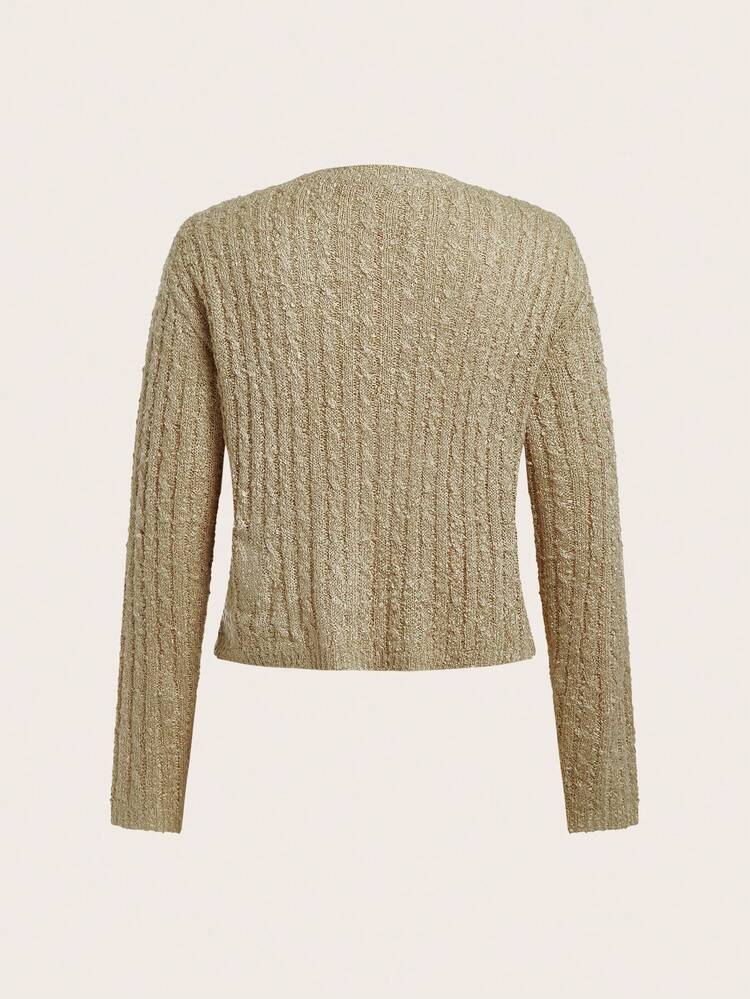 Women's Round Neck Solid Color Drop Shoulder Sweater