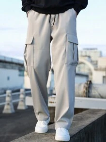 Manfinity Hypemode Loose Fit Men's Multi-Pocket Cargo Pants - Light Grey - View 6