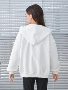 SHEIN Tween Girl Star Print Drop Shoulder Sweatshirt - White - View 2