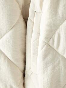 SHEIN Cottnline Men's Zipper Closure Stand Collar Baseball Collar Padded Jacket - Beige - View 5