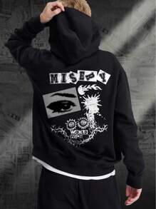 男士字母和眼睛图案印花卫衣 - 黑色 - 查看 1