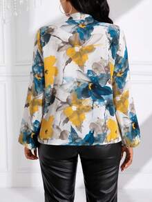 SHEIN Lady 花卉圖案綁領襯衫 - 彩色 - 查看 2