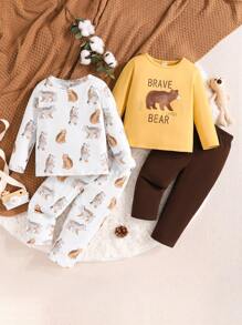 4pcs Baby Boys' Cartoon Printed Bedding Set - Multicolor - View 1