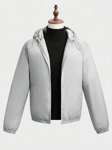 Manfinity RebelGame Loose-Fit Men's Zip Up Drawstring Hooded Winter Coat - Grey - View 1