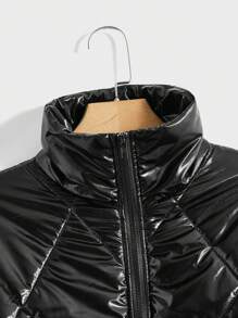 Manfinity VCAY 1 Peça Jaqueta Casual Masculina Solta Com Zíper e Manga Longa Acolchoada - Preto - Visão 4