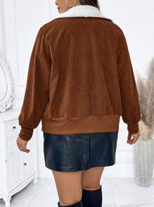 Calvaya Kích thước lớn Teddy Vòng cổ Vải to sợi Áo khoác Với Cổ áo tây Chi tiết - Nhiều màu - Xem 2