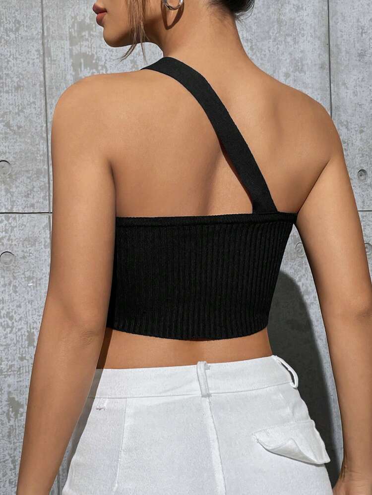 Women's Knitted One-shoulder Top