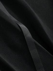 FRIFUL Women's Plain Drawstring Hooded Pleated Dress - Black - View 5