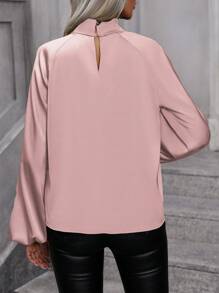 SHEIN Clasi 鑽石領孔袖上衣 - 粉色 - 查看 2