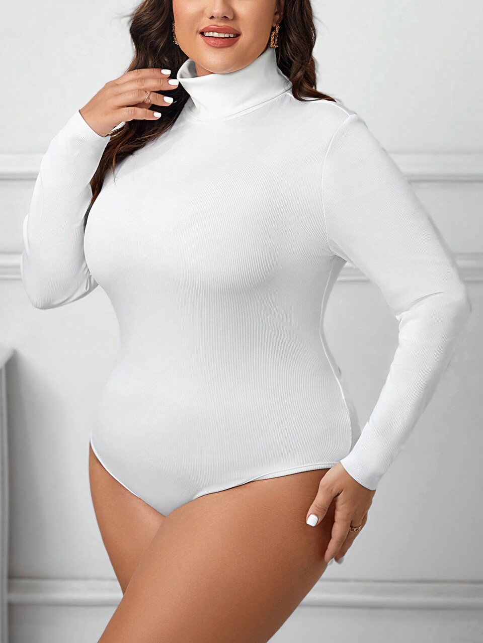 Plus Size High Neck High Elasticity Bodysuit
